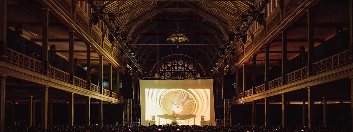 Holographic see-through front projection screen for festival