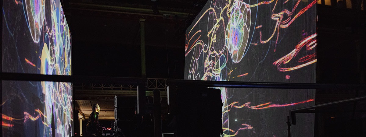 Holographic see-through front projection screen for festival